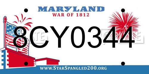 8CY0344 Maryland License Plate