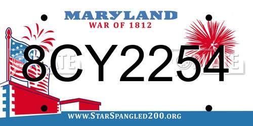 8CY2254 Maryland License Plate