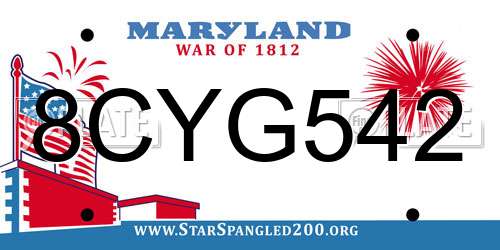 8CYG542 Maryland License Plate