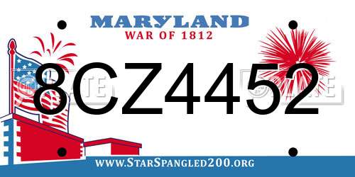 8CZ4452 Maryland License Plate