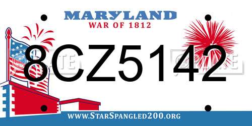 8CZ5142 Maryland License Plate