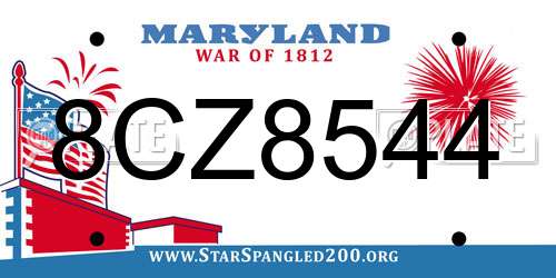 8CZ8544 Maryland License Plate