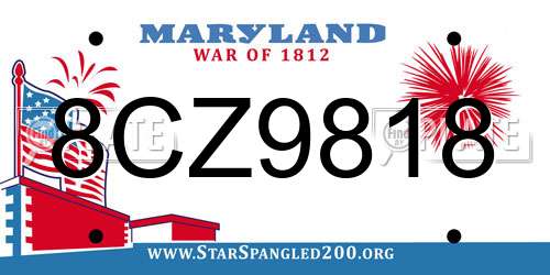8CZ9818 Maryland License Plate