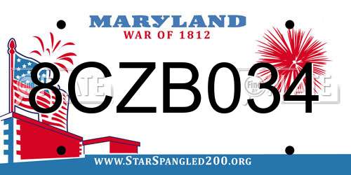 8CZB034 Maryland License Plate