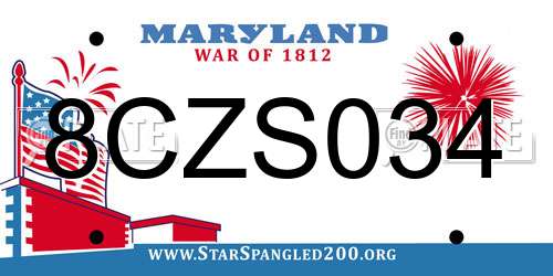 8CZS034 Maryland License Plate