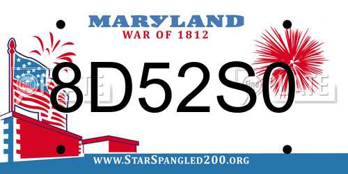 8D52S0 Maryland License Plate