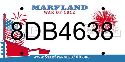 8DB4638 Maryland License Plate