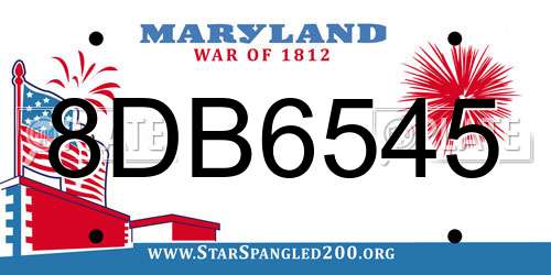 8DB6545 Maryland License Plate