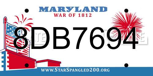 8DB7694 Maryland License Plate