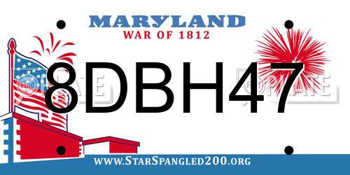 8DBH47 Maryland License Plate