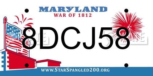 8DCJ58 Maryland License Plate