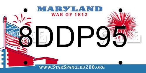 8DDP95 Maryland License Plate