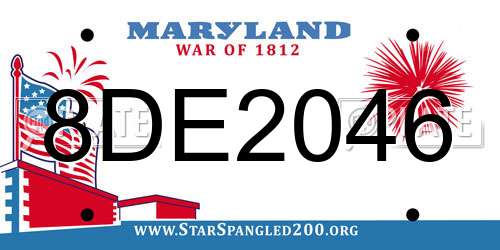 8DE2046 Maryland License Plate