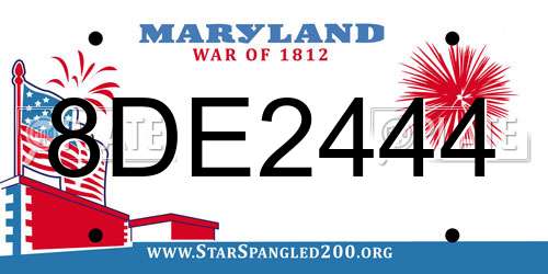 8DE2444 Maryland License Plate