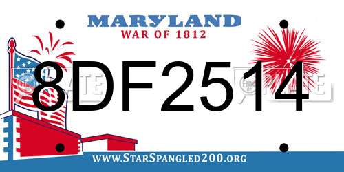 8DF2514 Maryland License Plate