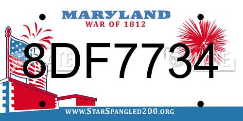 8DF7734 Maryland License Plate