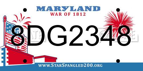 8DG2348 Maryland License Plate