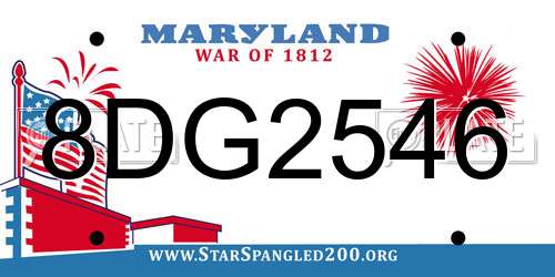 8DG2546 Maryland License Plate