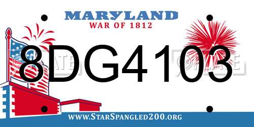 8DG4103 Maryland License Plate