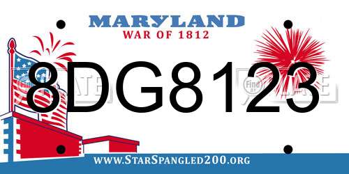 8DG8123 Maryland License Plate