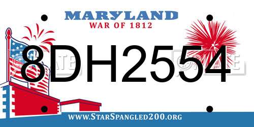 8DH2554 Maryland License Plate