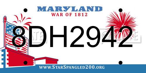 8DH2942 Maryland License Plate