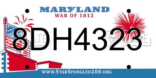 8DH4323 Maryland License Plate