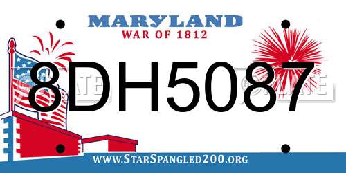 8DH5087 Maryland License Plate