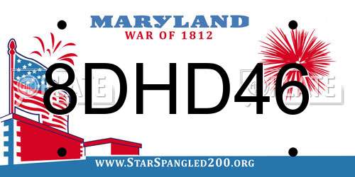 8DHD46 Maryland License Plate