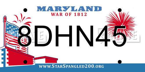 8DHN45 Maryland License Plate
