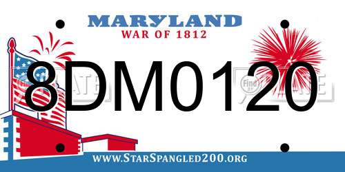 8DM0120 Maryland License Plate