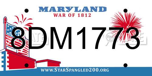 8DM1773 Maryland License Plate