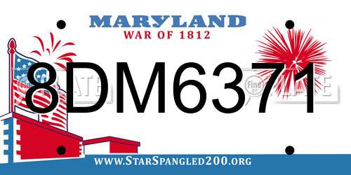 8DM6371 Maryland License Plate