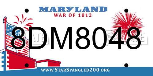8DM8048 Maryland License Plate