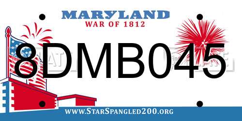 8DMB045 Maryland License Plate