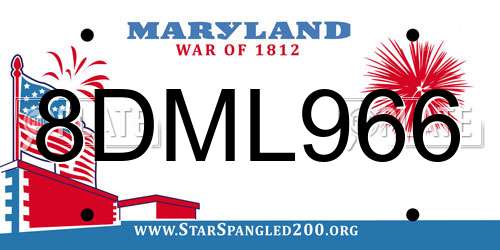 8DML966 Maryland License Plate