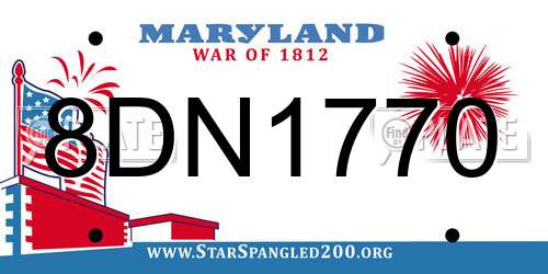 8DN1770 Maryland License Plate