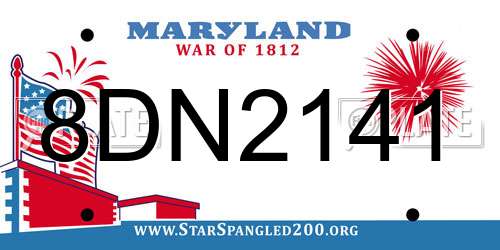 8DN2141 Maryland License Plate