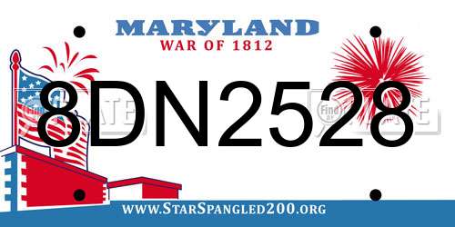 8DN2528 Maryland License Plate