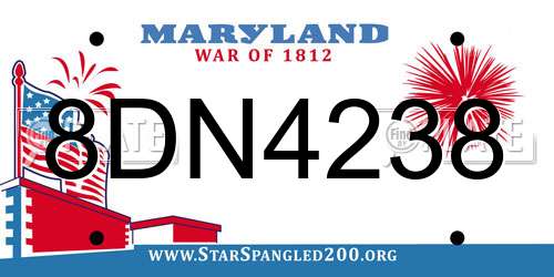 8DN4238 Maryland License Plate