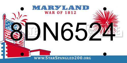 8DN6524 Maryland License Plate