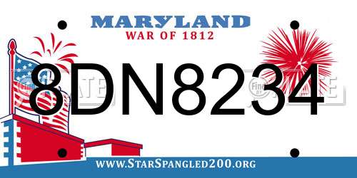 8DN8234 Maryland License Plate