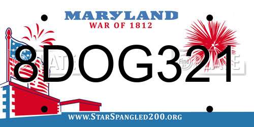 8DOG321 Maryland License Plate