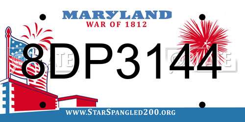 8DP3144 Maryland License Plate