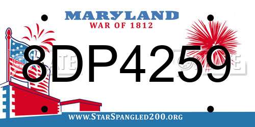 8DP4259 Maryland License Plate