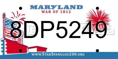 8DP5249 Maryland License Plate