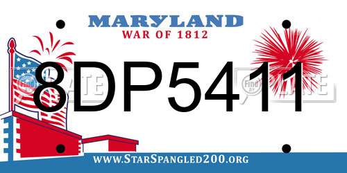 8DP5411 Maryland License Plate