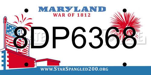 8DP6368 Maryland License Plate