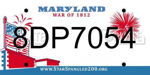 8DP7054 Maryland License Plate