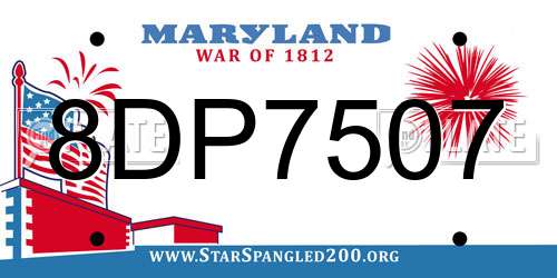 8DP7507 Maryland License Plate